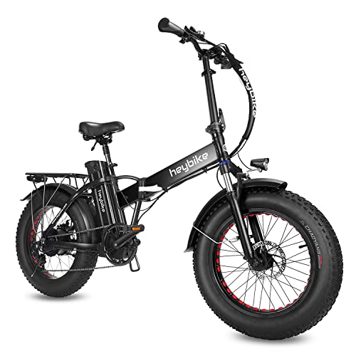 Heybike Mars Electric Bike Foldable 20″ x 4.0 Fat Tire Electric Bicycle with 500W Motor, 48V 12.5AH Removable Battery, Shimano 7-Speed and Dual Shock Absorber for Adults