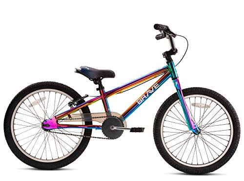 Brave 20″ BMX Freestyle Kids Bicycle, Ages 5-8 Years Old, Chrome Oil Slick Finish, Lightweight Aluminum Frame and Fork, Premium Parts, Premium Design, Premium Safety!