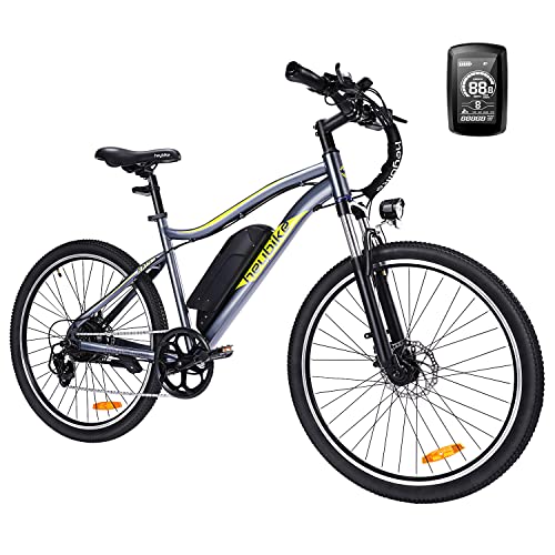 Heybike Race Electric Bike Light Weight 26″ Commuter Electric Mountain Bike Long Range, 350W Brushless Motor, Shimano 7-Speed and Front Fork Suspension, Urban Electric Bicycle for Adults