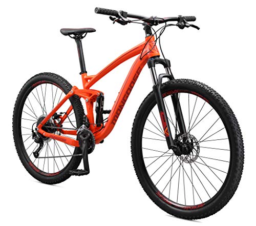 Mongoose Salvo Trail Adult Mountain Bike, 29-inch Wheels, 18-Speed Trigger Shifters, Lightweight Aluminum Medium Frame, Hydraulic Disc Brakes, Orange