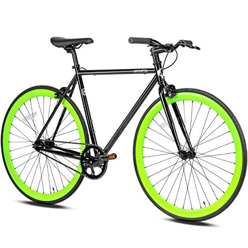 AVASTA Single-Speed Fixed Gear Urban Commuter Bike for Women and Men,Light weihgt Unisex Fixie Bike,Flat Handlebar and Flip Flop Hub City Road Bike, 54 Black & Green