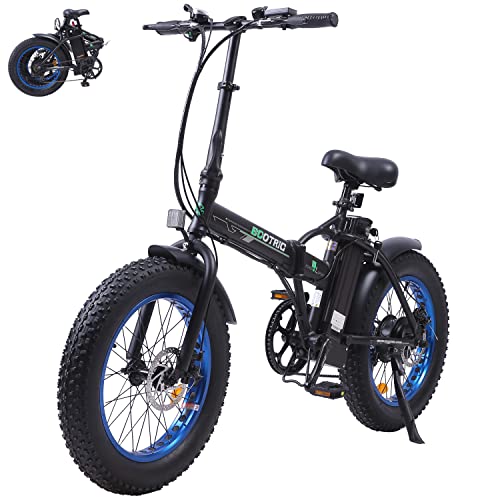 ECOTRIC Electric Bike 500W Foldaway E Bike 20″ Fat Tire Folding Electric Bicycle 36V 12.5AH Lithium Removable Battery Beach Snow Mountain Bike Moped for Adults Commute E-Bike UL Certified
