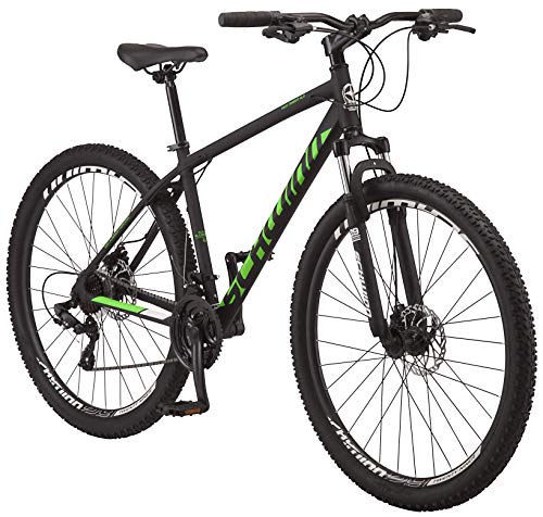 Schwinn High Timber ALX Youth/Adult Mountain Bike, Aluminum Frame and Disc Brakes, 29-Inch Wheels, 21-Speed, Black/Green