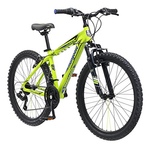 Mongoose Boys Mech Mountain Bicycle, 13″/One Size, Bright Green, 24-Inch Wheels