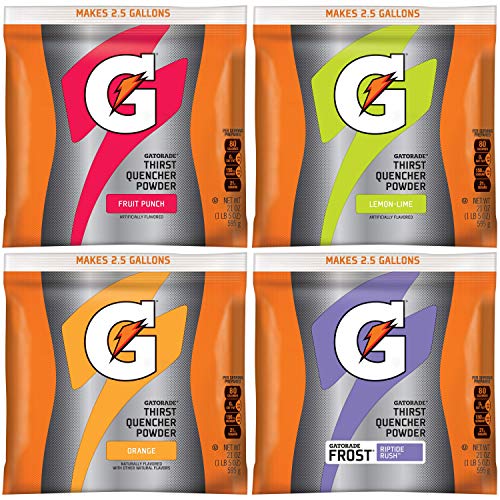 Gatorade – 3944 Powder Variety Pack (Lemon-Lime, Orange, Fruit Punch, Riptide Rush), 21-Ounce Pouches (Pack of 32)