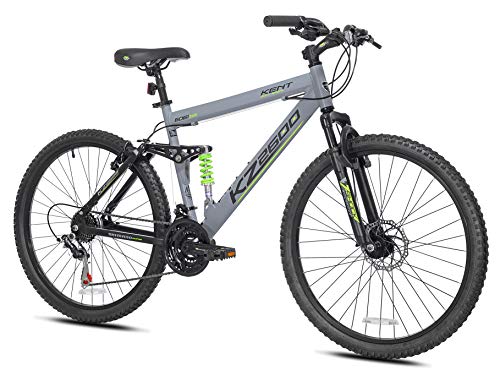 Kent International 26″ KZ2600 Full Suspension Mountain Bike, Grey